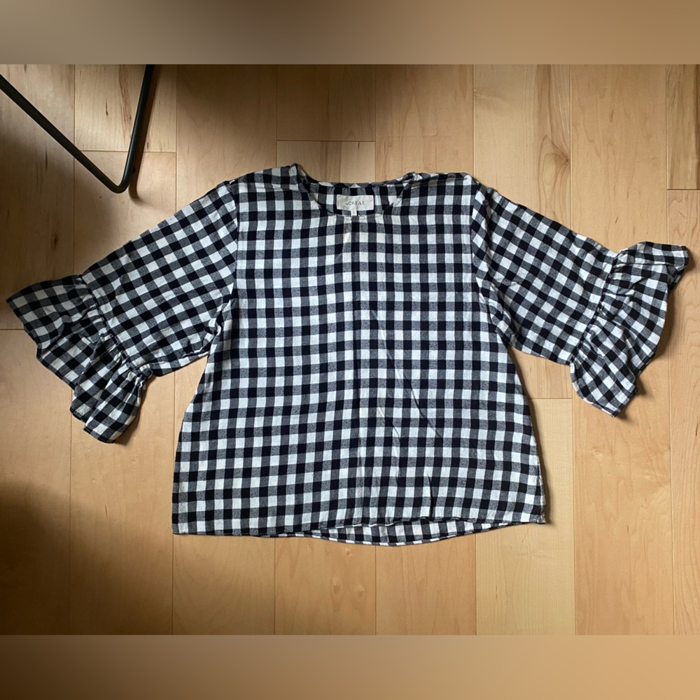 THE GREAT. Black and White Checkered Top